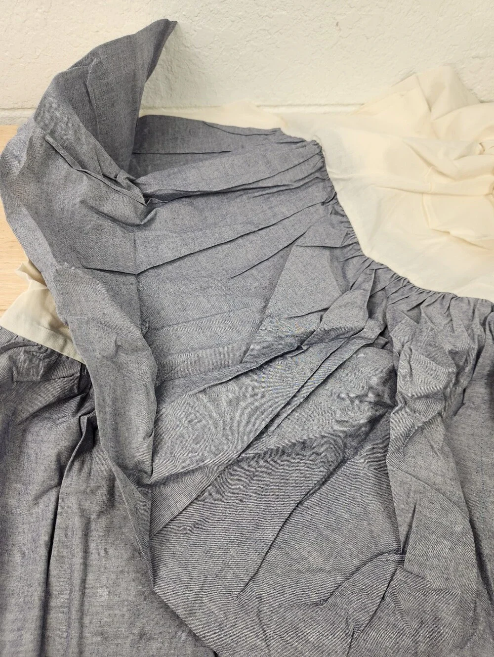 Pottery Barn Kids Chambray Blue Bedskirt 100% Cotton Sz Twin NOS Farmhouse